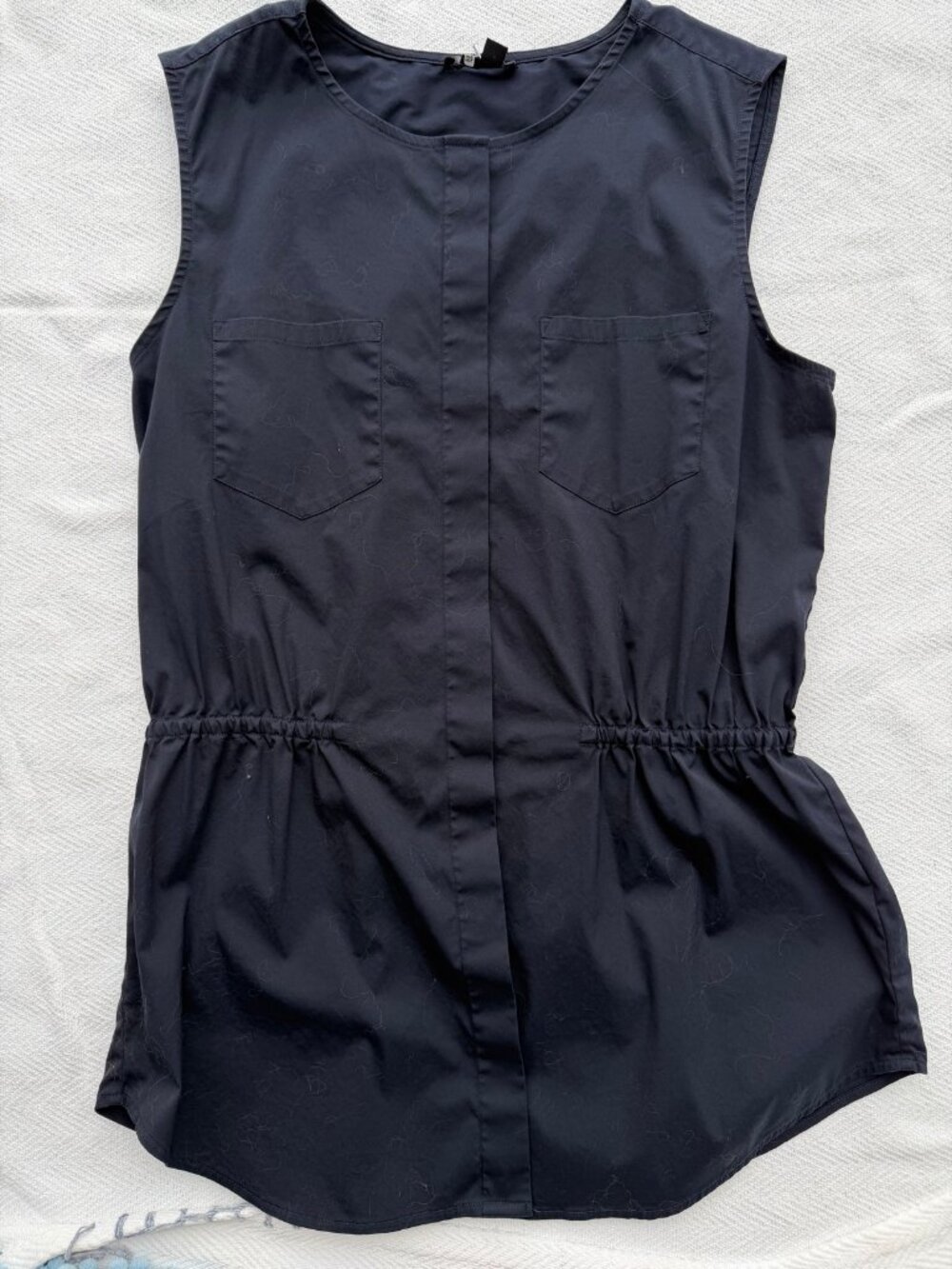 Theory Kenan Tunic Women's Small Navy Sleeveless Cinched Waist